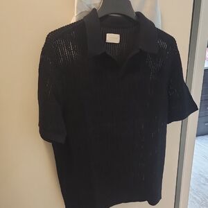 Aime Leon Dore Black Knit Textured Polo